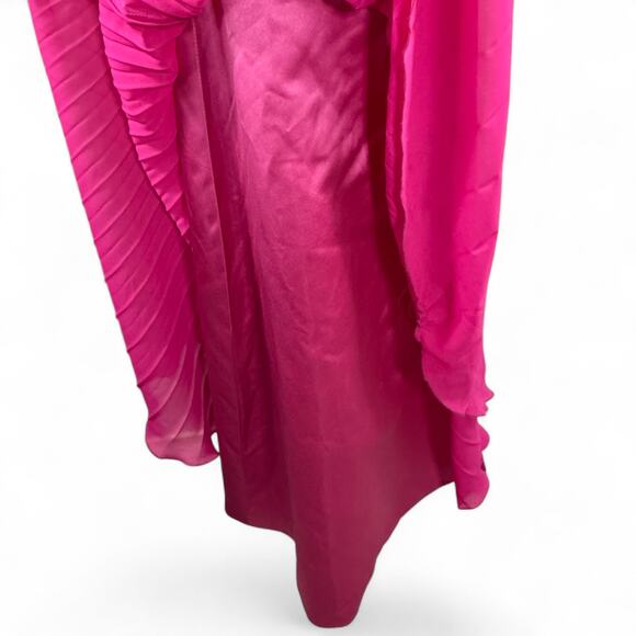 Fuchsia Strapless Pleated Evening Gown Sz XS Y2K Hot Pink Homecoming Prom Dress - Picture 5 of 10